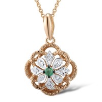 14KRWB Pendant Diamond,Emerald (P312668EMR14KRWB)