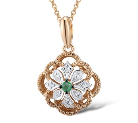 14KRWB Pendant Diamond,Emerald (P312668EMR14KRWB)