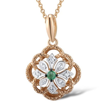 14KRWB Pendant Diamond,Emerald (P312668EMR14KRWB)