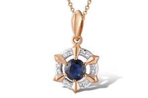 14KRW Pendant Blue Sapphire,Diamond (P312678SAP14KRW)