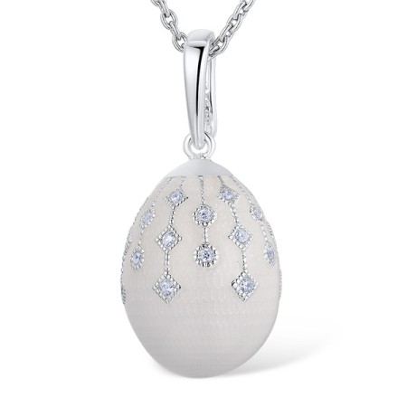 Sterling Silver Pendant Enamel,White Cubic Zirconia (P312700ENA4SL925)