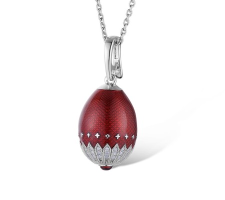 Sterling Silver Pendant Enamel,Red Glass,White Cubic Zirconia (P312701ENA3SL925)