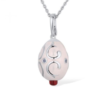 Sterling Silver Pendant Enamel,Red Glass,White Cubic Zirconia (P312704ENA1SL925)