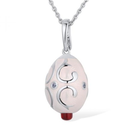 Sterling Silver Pendant Enamel,Red Glass,White Cubic Zirconia (P312704ENA1SL925)