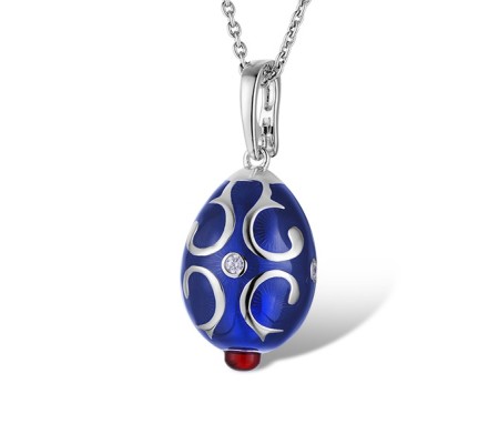 Sterling Silver Pendant Enamel,Red Glass,White Cubic Zirconia (P312704ENA2SL925)
