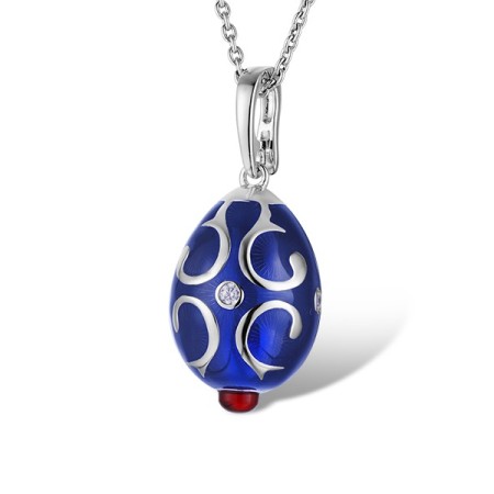 Sterling Silver Pendant Enamel,Red Glass,White Cubic Zirconia (P312704ENA2SL925)