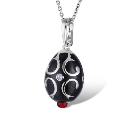 Sterling Silver Pendant Enamel,Red Glass,White Cubic Zirconia (P312704ENASL925)