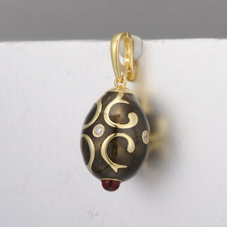 Sterling Silver w/ Yellow Plating Pendant Enamel,Red Glass,White Cubic Zirconia (P312704ENASY925)