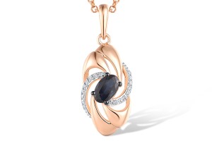 14KRWB Pendant Blue Sapphire,Diamond (P312713SAP14KRWB)