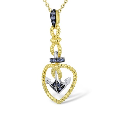 Sterling Silver w/ Yellow Black White Plating Pendant Blue Nano Cubic Zirconia (P312834BNZSZ925)
