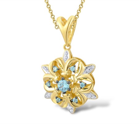 14KYWB Pendant Blue Topaz (Swiss Blue),Diamond without chain (P312900BLT14KYWB)