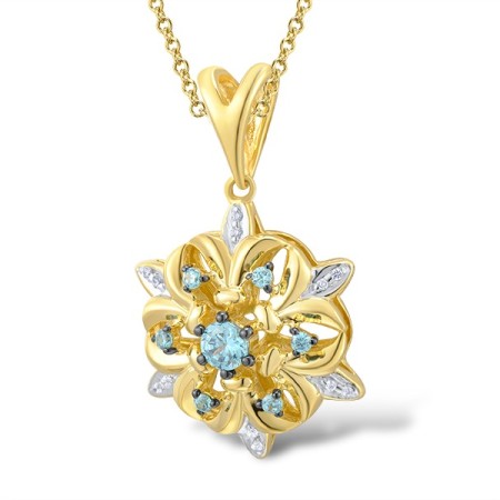 14KYWB Pendant Blue Topaz (Swiss Blue),Diamond without chain (P312900BLT14KYWB)
