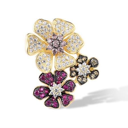 Sterling Silver w/ Yellow Black Plating Pendant Created Ruby,Nano Brown Spinel,White Cubic Zirconia,Yellow Nano Cubic Zirconia (Ci (P313093SMULSC925)