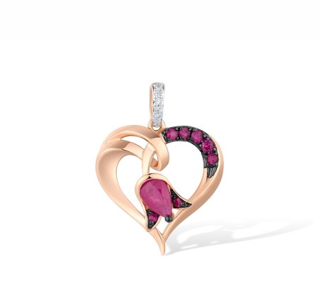 14KRWB Pendant African Ruby,Diamond,Ruby (P313126ARR14KRWB)