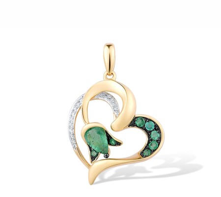 14KYWB Pendant Diamond,Emerald (P313128EMR14KYWB)