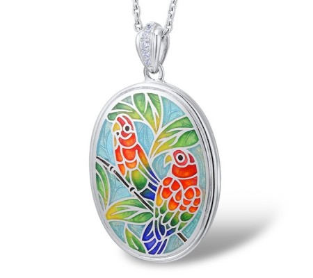 Sterling Silver Pendant Enamel,White Cubic Zirconia (P313151ENASL925)