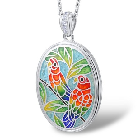 Sterling Silver Pendant Enamel,White Cubic Zirconia (P313151ENASL925)