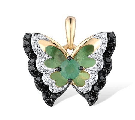 14KYWB Pendant Black Diamond,Diamond,Emerald (P313214BDE14KYWB)