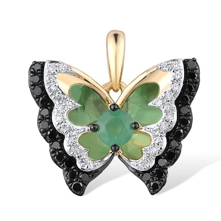 14KYWB Pendant Black Diamond,Diamond,Emerald (P313214BDE14KYWB)