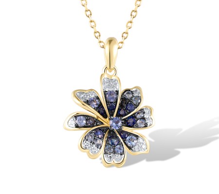 14KYWB Pendant Blue Sapphire,Diamond without chain (P313314SAP14KYWB)