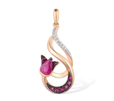 14KRWB Pendant African Ruby,Diamond,Ruby (P313350ARR14KRWB)