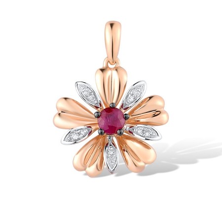 14KRWB Pendant Diamond,Ruby (P313372RUY14KRWB)