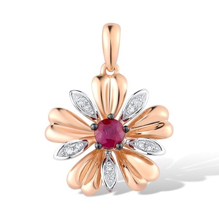 14KRWB Pendant Diamond,Ruby (P313372RUY14KRWB)