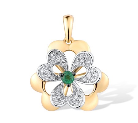 14KYWB Pendant Diamond,Emerald (P313375EMR14KYWB)