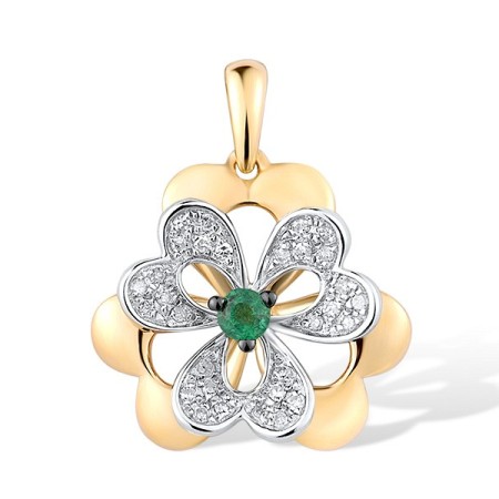 14KYWB Pendant Diamond,Emerald (P313375EMR14KYWB)
