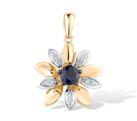 14KYWB Pendant Blue Sapphire,Diamond (P313376SAP14KYWB)