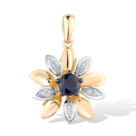 14KYWB Pendant Blue Sapphire,Diamond (P313376SAP14KYWB)