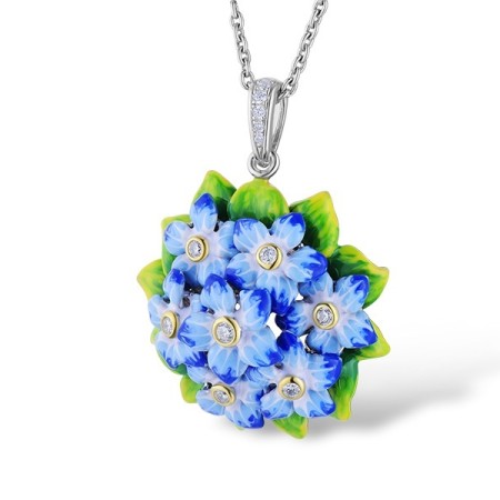 Sterling Silver w/ IONIC YELLOW PLATING Pendant Enamel,White Cubic Zirconia (P313418ENASP925)