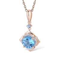14KRW Pendant Blue Topaz (Swiss Blue),Diamond (P313432BLT14KRW)