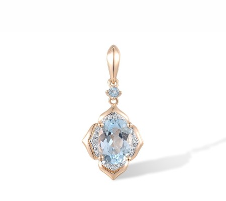 14KRW Pendant Blue Topaz (Sky Blue),Blue Topaz (Swiss Blue),Diamond (P313433BTK14KRW)