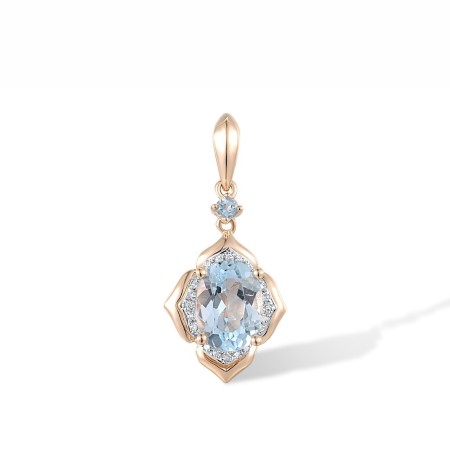 14KRW Pendant Blue Topaz (Sky Blue),Blue Topaz (Swiss Blue),Diamond (P313433BTK14KRW)