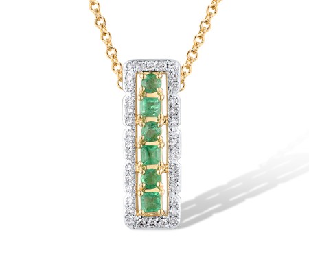 14KYW Pendant Diamond,Emerald without chain (P313483EMR14KYW)