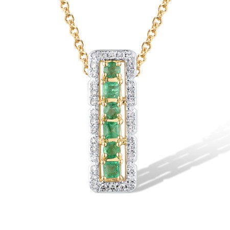 14KYW Pendant Diamond,Emerald without chain (P313483EMR14KYW)