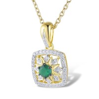 14KYWB Pendant Diamond,Emerald without chain (P313563EMR14KYWB)