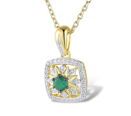 14KYWB Pendant Diamond,Emerald without chain (P313563EMR14KYWB)