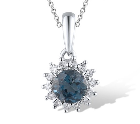 14KW Pendant Diamond,London Blue Topaz (P313866ALDB14KW)