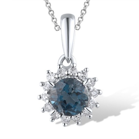 14KW Pendant Diamond,London Blue Topaz (P313866ALDB14KW)