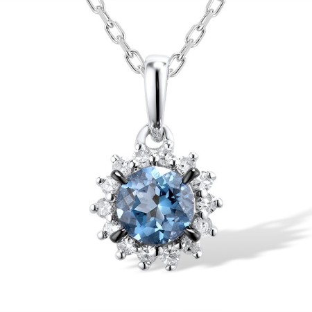 14KWB Pendant Diamond,London Blue Topaz (P313866ALDB14KWB)