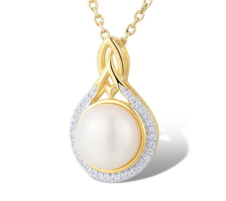 14KYW Pendant Diamond,Fresh Water White Pearl (P313904FWP14KYW)