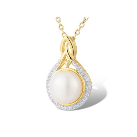 14KYW Pendant Diamond,Fresh Water White Pearl (P313904FWP14KYW)