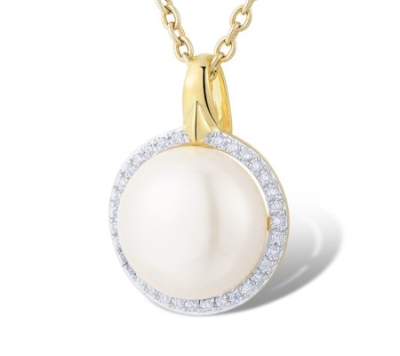 14KYW Pendant Diamond,Fresh Water White Pearl (P313911FWP14KYW)