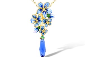 Sterling Silver w/ Yellow Plating Pendant Blue Glass,Enamel (P313944ENASY925)