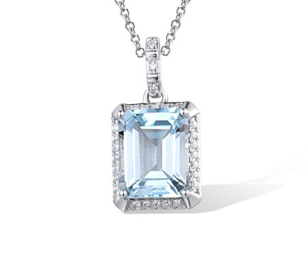 14KW Pendant Blue Topaz (Sky Blue),Diamond (P313973BKT14KW)