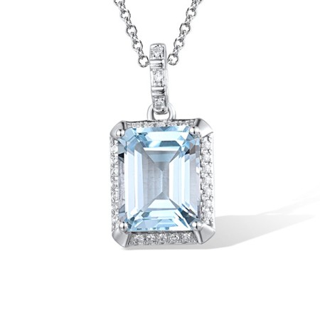 14KW Pendant Blue Topaz (Sky Blue),Diamond (P313973BKT14KW)