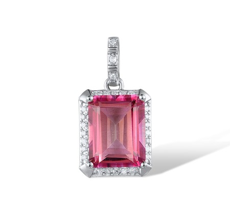 10KW Pendant Diamond,Pink Topaz with out chain (P313973PNT10KW)