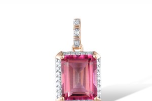 14KRW Pendant Diamond,Pink Topaz (P313973PNT14KRW)